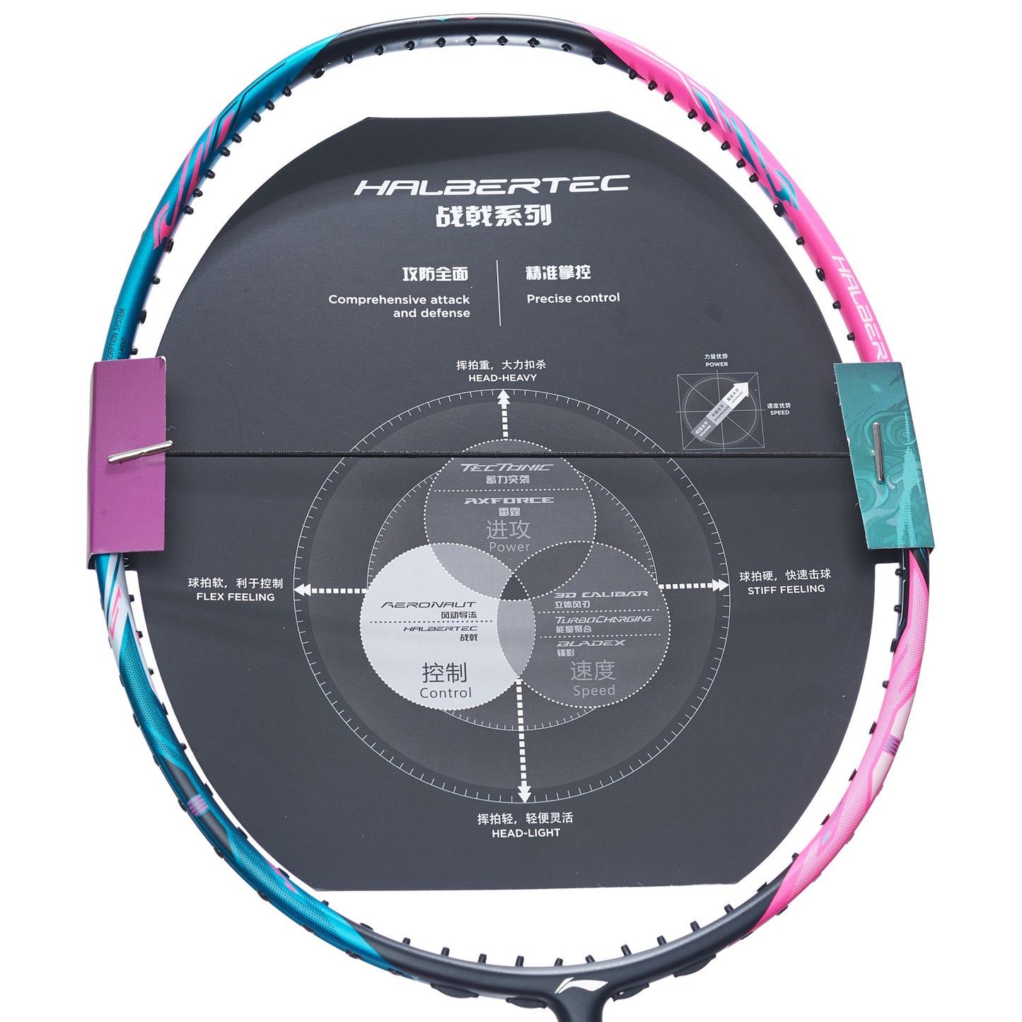 Badmintonracket HalberTec 8000 (3U) Green/Pink - unstrung  - AYPT369-3
